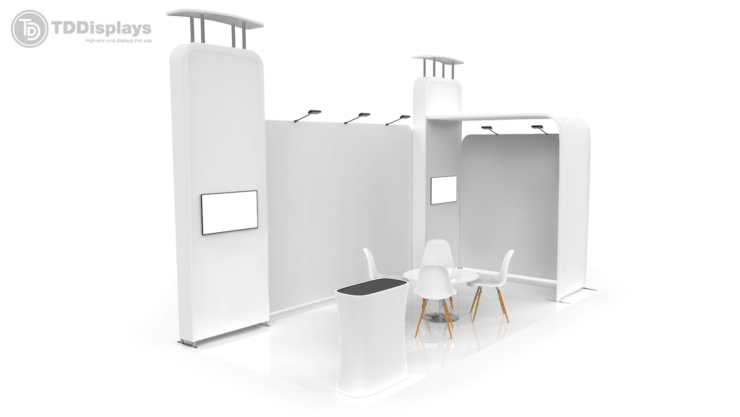 20 foot inline booth solution Pro-Package B 3D view from left