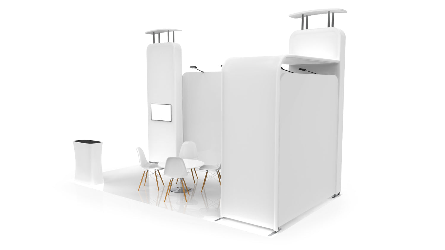20 foot inline booth solution Pro-Package B 3D view from right