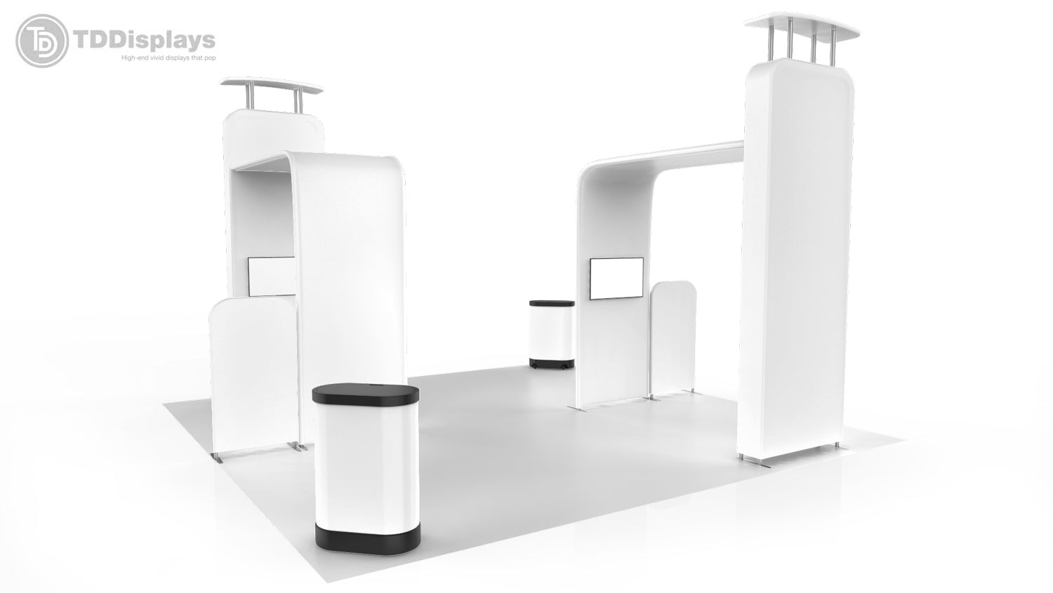 Best 20 foot island booth package Pro-Package D 3D corner view