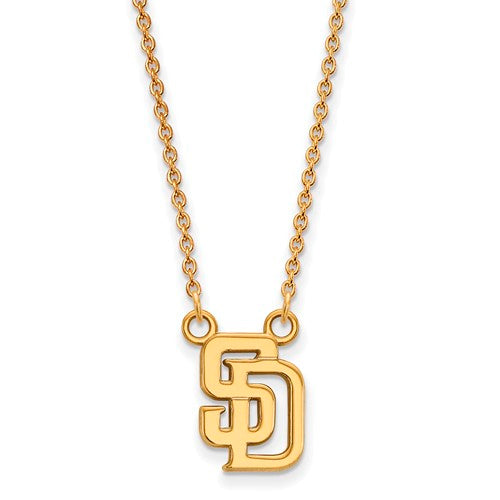 Women's San Diego Padres 18'' 10K Yellow Gold Small Pendant Necklace