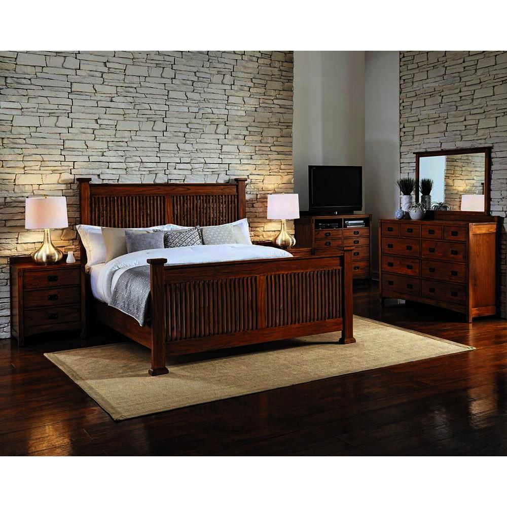 A America Mission Hill 4 Piece Slat Bedroom Set In Harvest