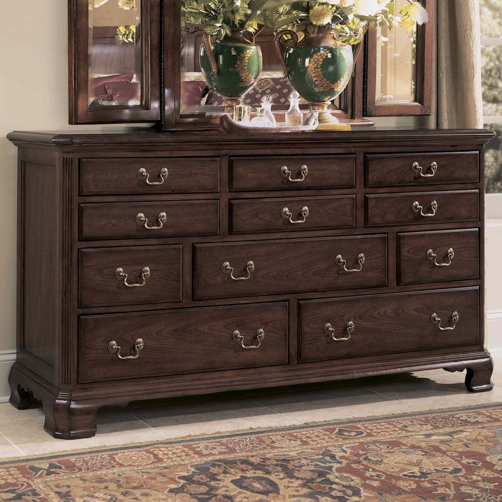 American Drew Cherry Grove Triple Dresser In Antique Cherry