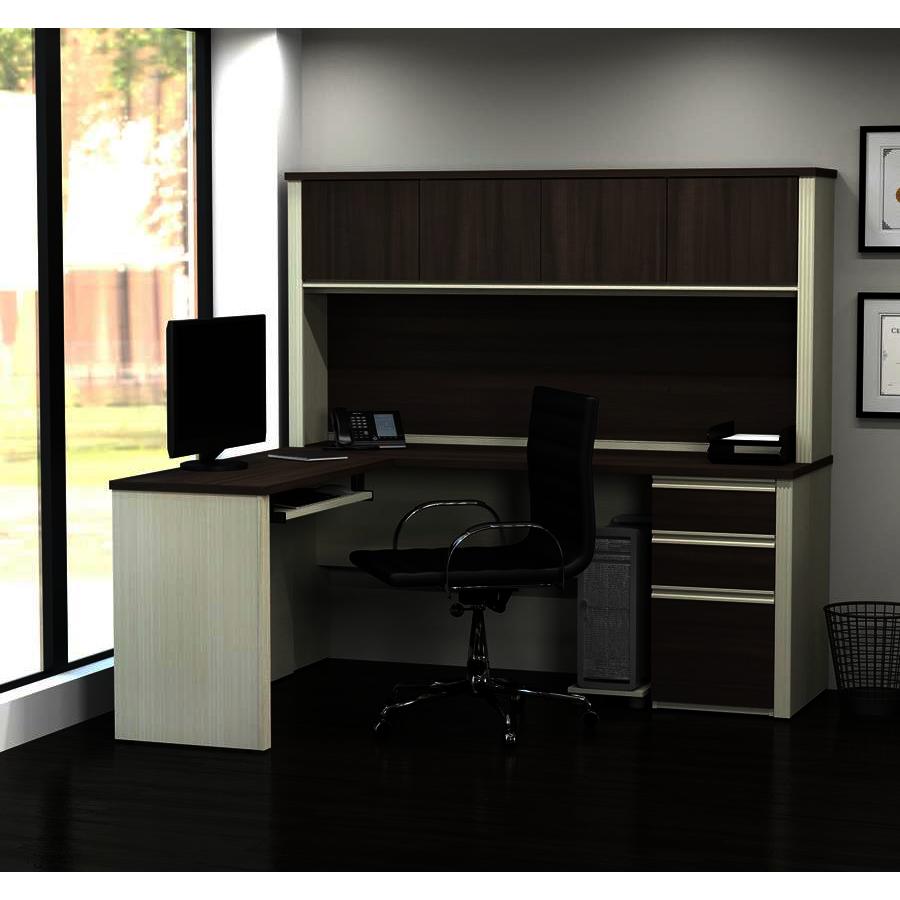 Bestar Prestige Plus L Shaped Workstation W Hutch One Pedestal