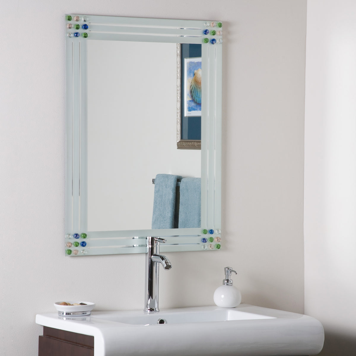 Decor Wonderland Square Bevel Frameless Bathroom Mirror Beyond