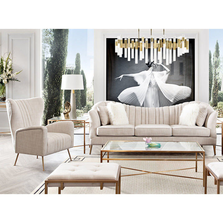 Diamond Sofa Ava 2 Piece Living Room Set In Sand Linen Fabric W Gold Leg