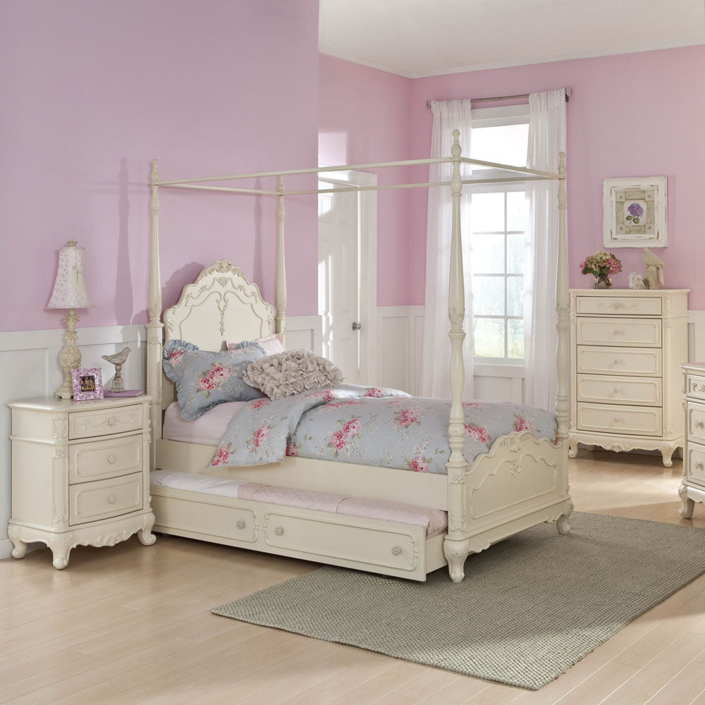 Homelegance Cinderella 3 Piece Canopy Poster Bedroom Set In Antique White