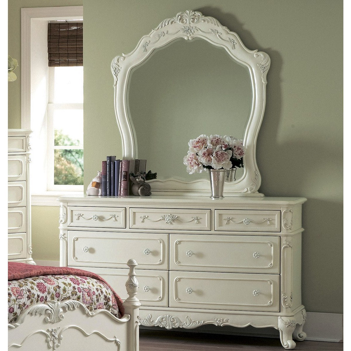 Homelegance Cinderella Kids Dresser W Mirror In White Beyond