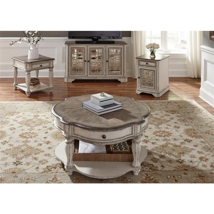 liberty furniture magnolia manor 3 piece round coffee table set