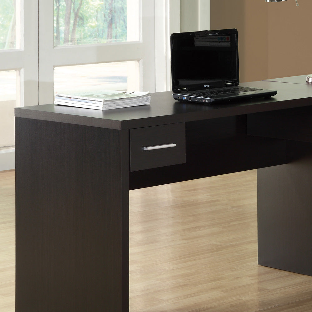 Monarch Specialties 7018 L Shaped Home Office Desk In Cappuccino