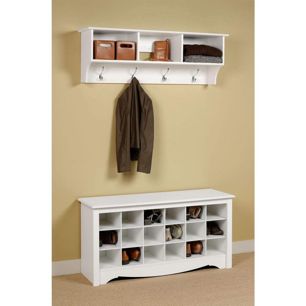 Prepac Sonoma White 2 Piece Shoe Bench Entryway Set Beyond Stores