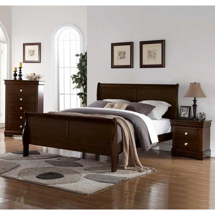 Steve Silver Orleans 3 Piece Sleigh Bedroom Set In Cherry