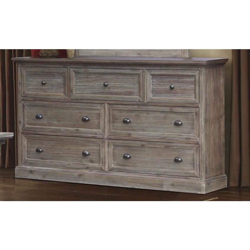 Sunset Trading Solstice Grey 7 Drawer Dresser In Weathered Gray
