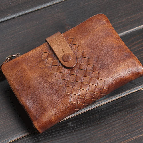 Handmade Mens Cool Short Leather Wallet Men Small Zipper Wallets Bifol – iwalletsmen