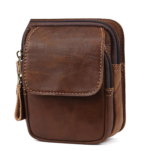 Vintage Brown Leather Men&#39;s Cell Phone Holster Belt Pouch Belt Bag For – iwalletsmen