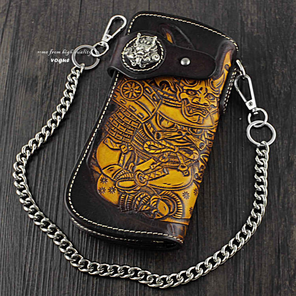 Japanese Ghost Tooled Leather Men&#39;s Biker Wallet Chain Wallet Long Wal – iwalletsmen