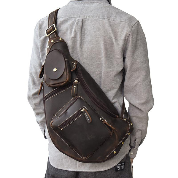 mens leather shoulder sling bag