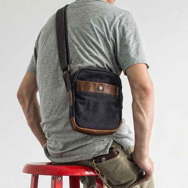 Canvas Leather Mens Cool Messenger Bag Sling Bag Chest Bag Bike Bag Cy – iwalletsmen