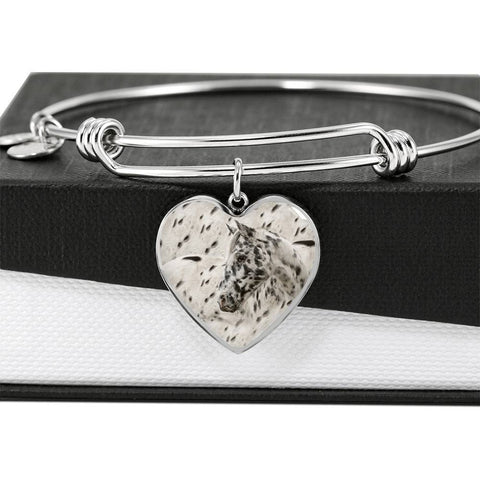 Appaloosa Horse Print Heart Pendant Luxury Bangle-Free Shipping
