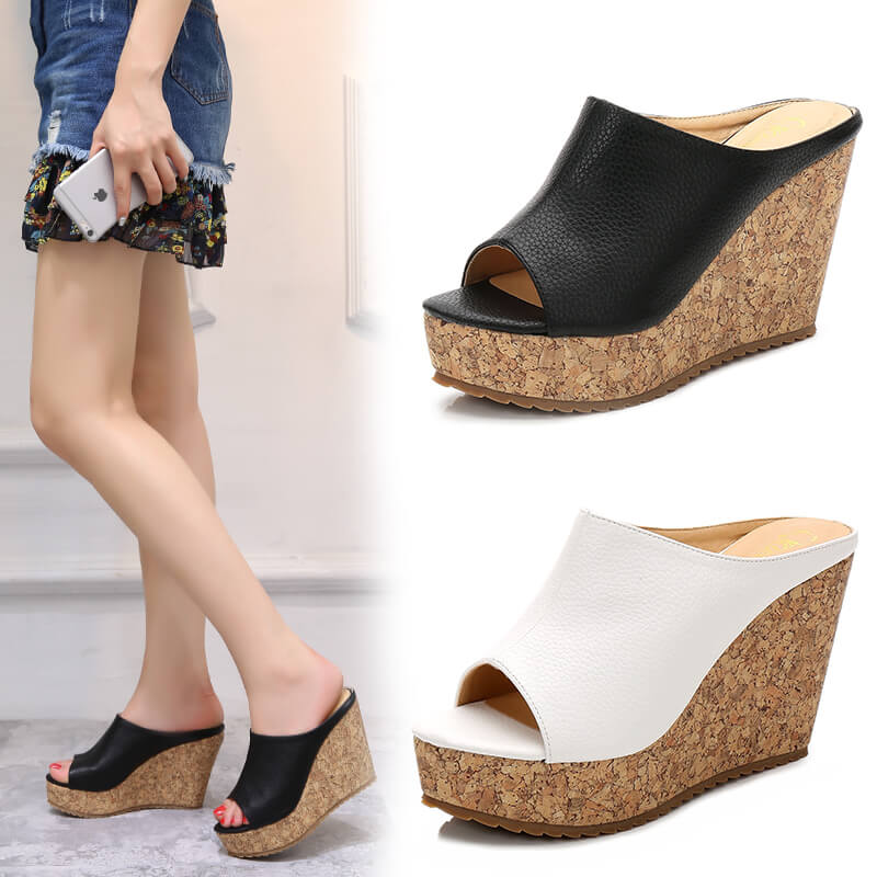 Petite Peep Open Toe Slip On Wedge 