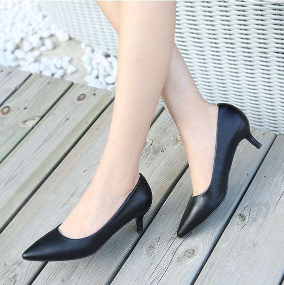 black low heel work shoes