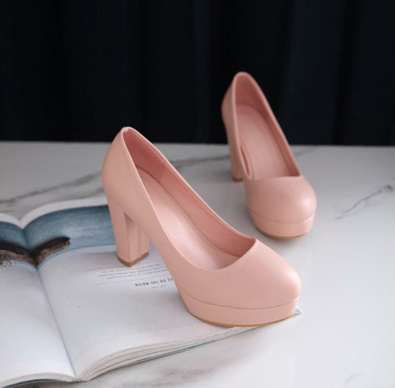 pink chunky platform heels