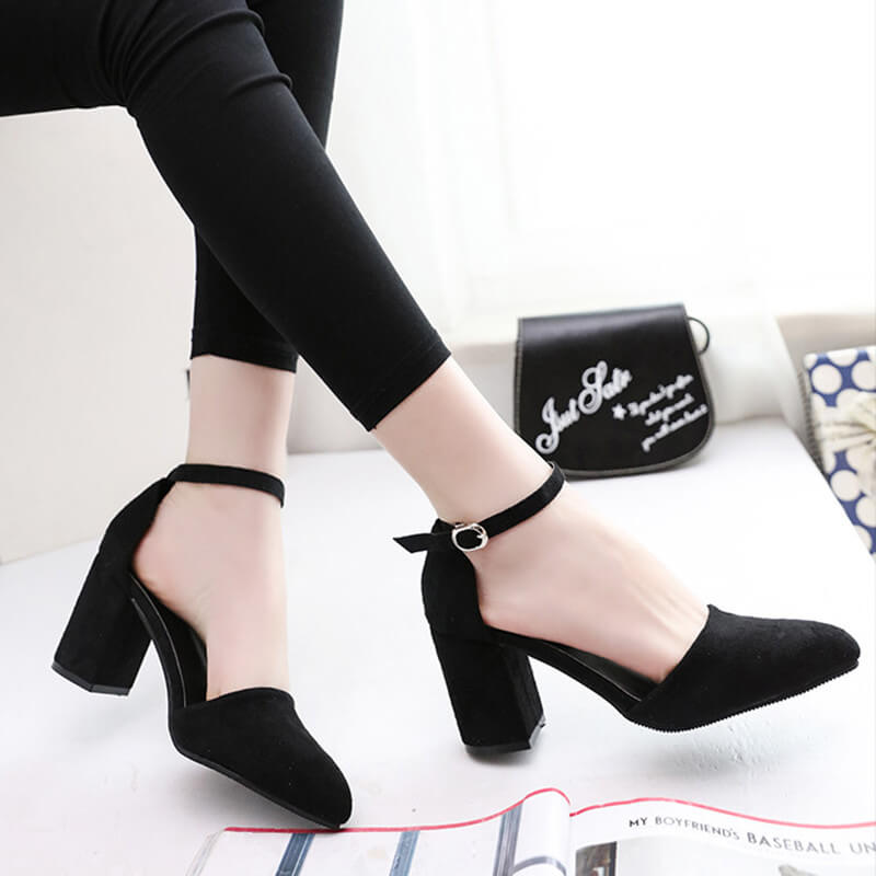 Petite Feet Chunky Mid Heel Ankle Strap 