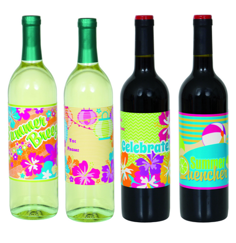 Luau Wine Bottle Labels 4 pack