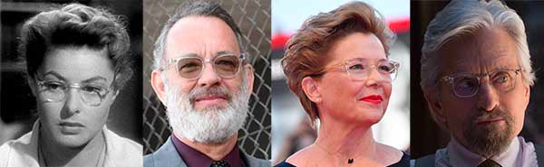 Ingrid Bergman Tom Hanks Annette Bening Michael Douglas wearing clear eye frames