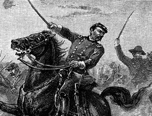 Civil War battle image soldier on horsback