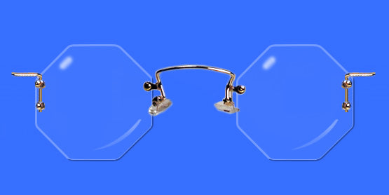 Rimless eyeglass with octagon lenses