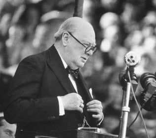 Winston Churchill Waring Glasses While Giving Speech