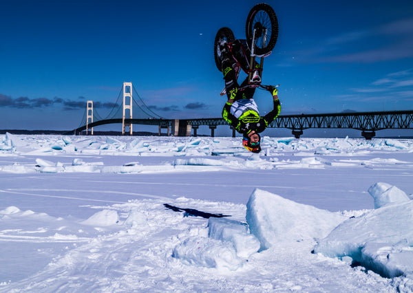 michigan overboard, mackinac, blue ice, badass, michigan, motocross