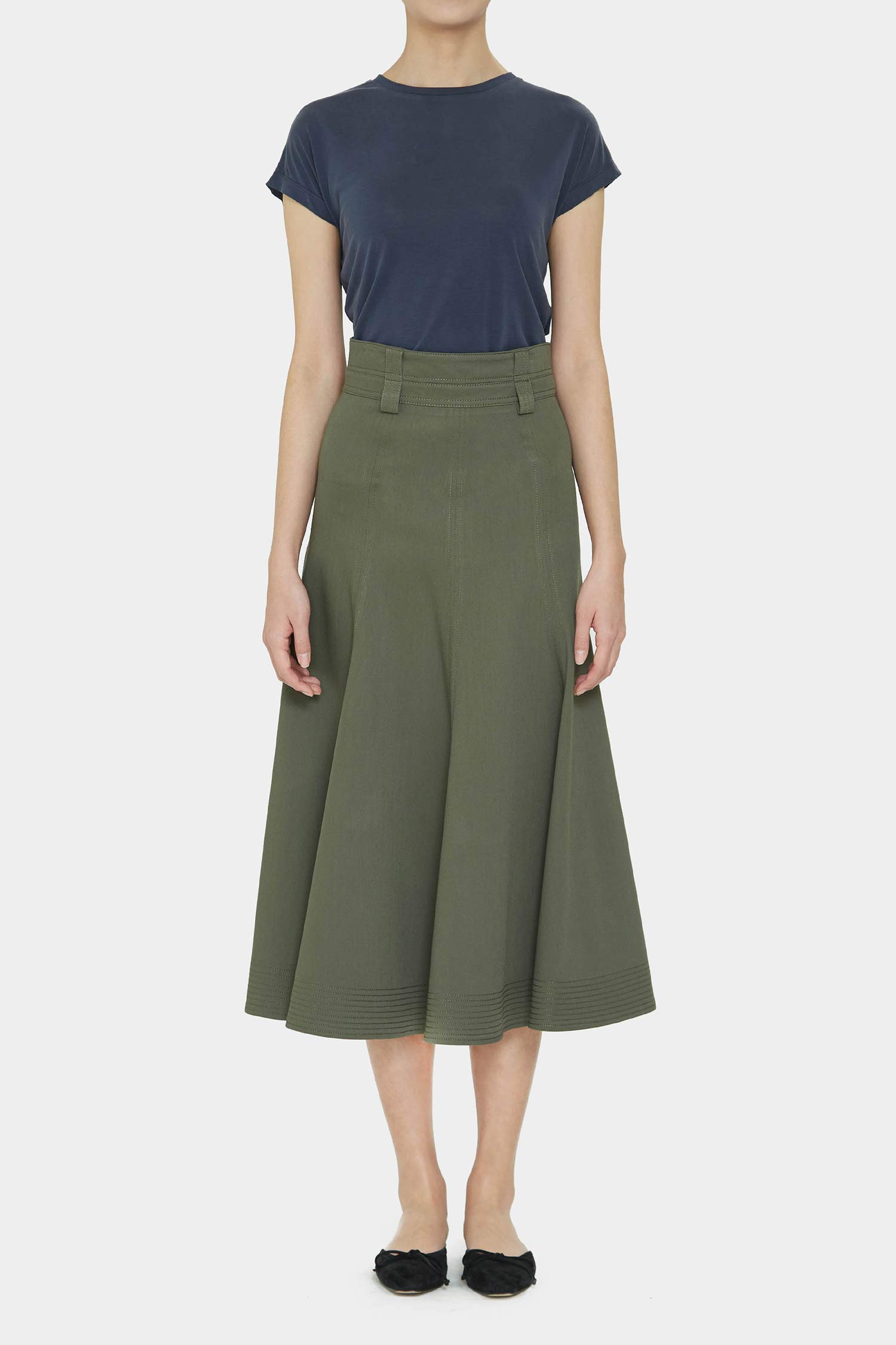 MOSS PAVEL STITCH FLARE SKIRT