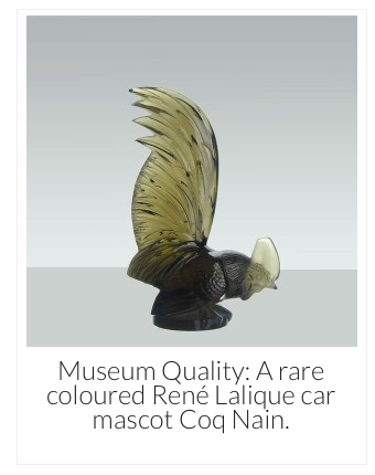 A rare coloured René Lalique car mascot Coq Nain