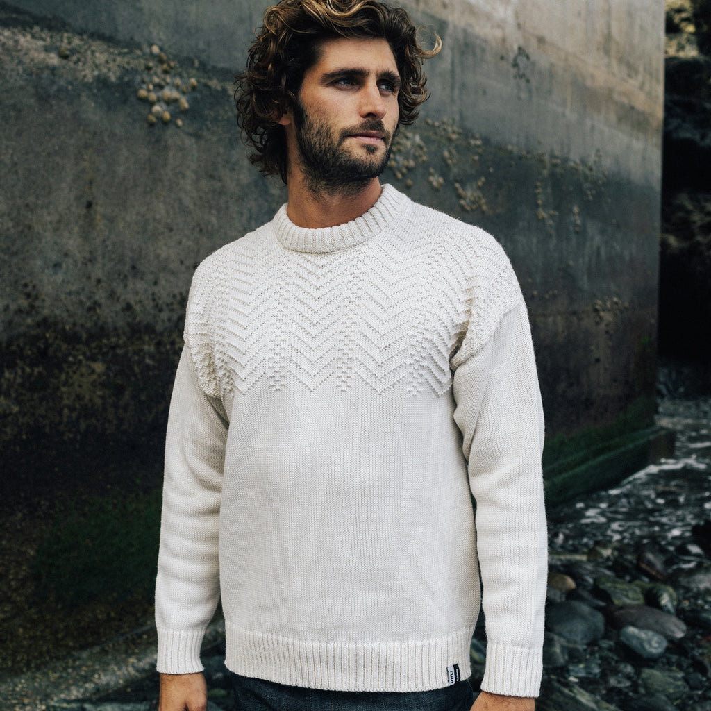 RNLI + Finisterre Men's Malin Gansey Jumper, Ecru