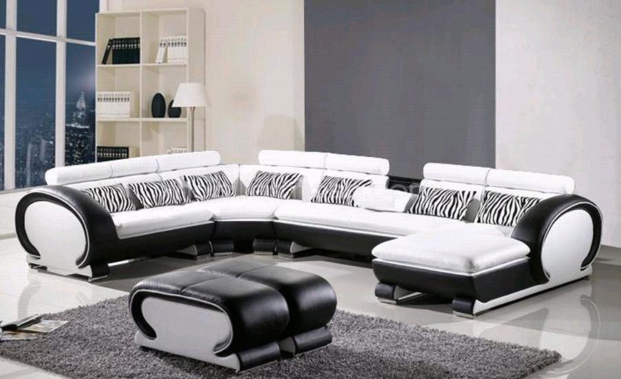 L Shaped Sofa Genuine Leather Corner sofa with Ottoman Chaise Lounge s