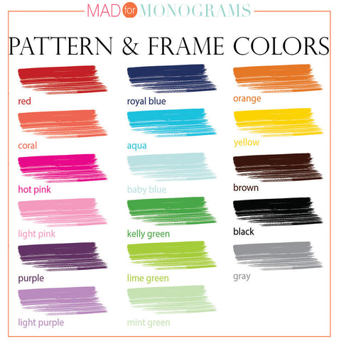 Monogram Pattern Color Choice Chart