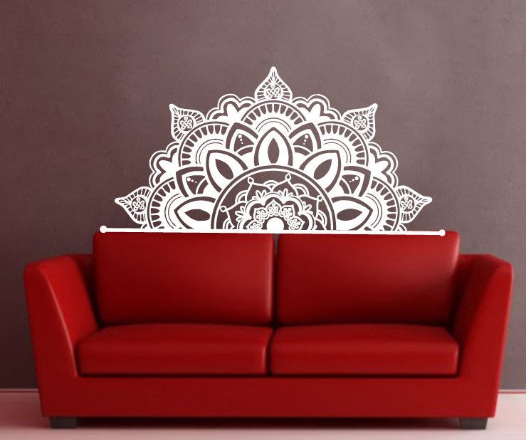 Bohemian Half Mandala Wall Decals Headboard Master Bedroom Vinyl Wall Sticker Yoga Studio Namaste Interior Home Art Mural