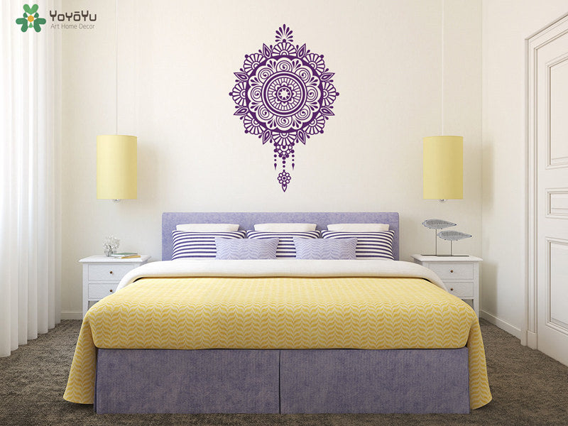 Moraccan Style Wall Decal Master Bedroom Headboard Vinyl Wall Stickers Beautiful Mandala Flower Sticker Namaste Yoga Studio