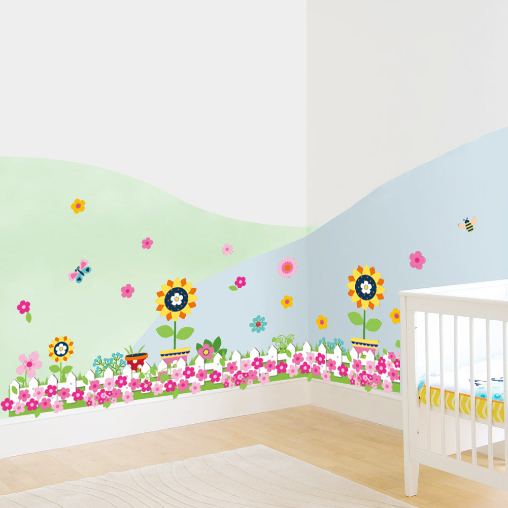 Colorful Flowers Butterfly Bee Wall Stickers For Kids Rooms Living