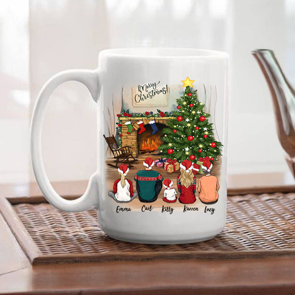 Personalised Christmas Mug Family Coffee Cups Name Snowman Reindeer Xmas eve Box 