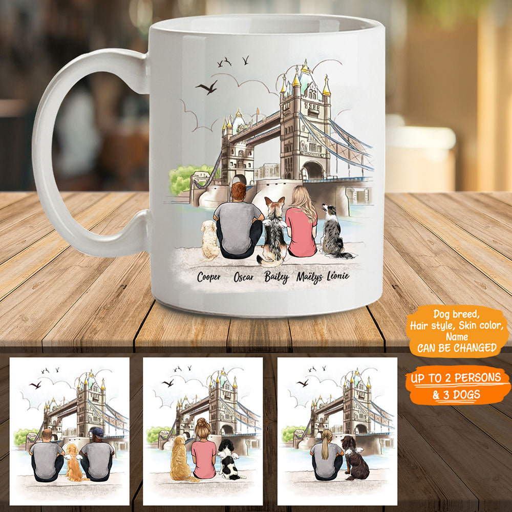 Personalized custom dog & couple coffee mug London 2333