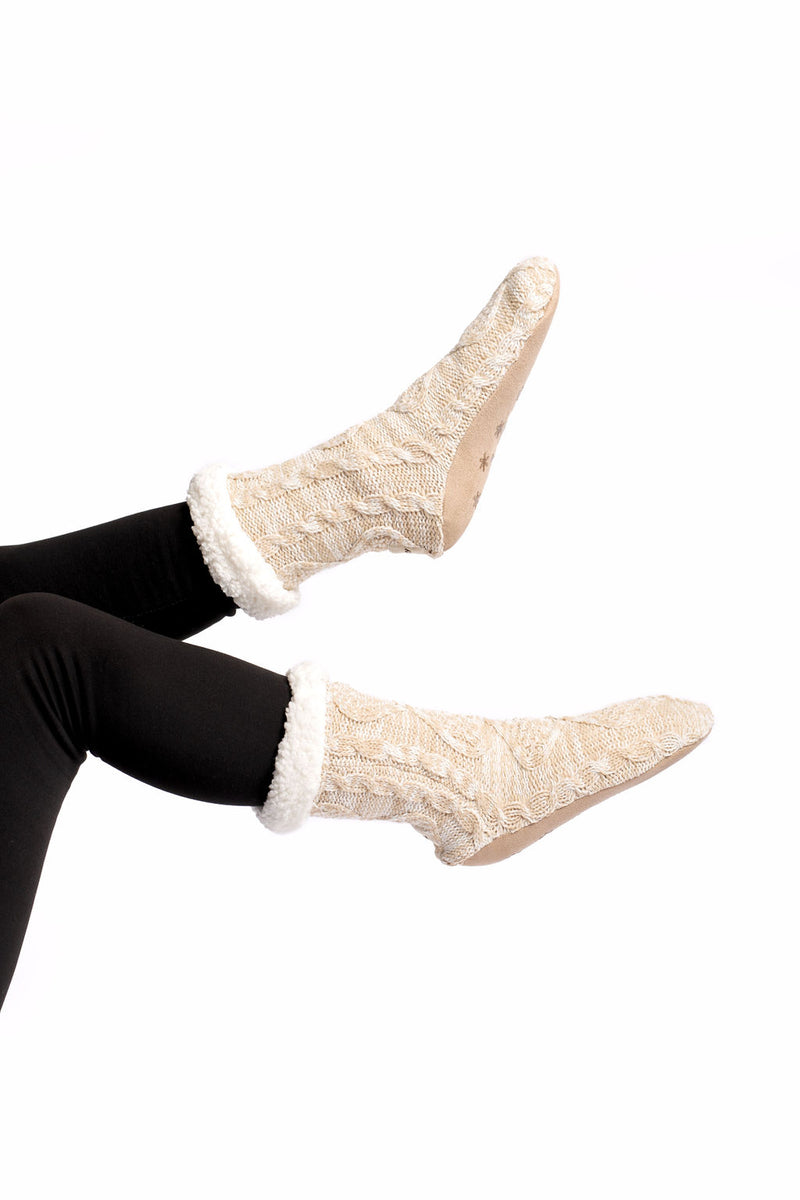 Just Cozy Beige - Cozy Slipper Socks. 2