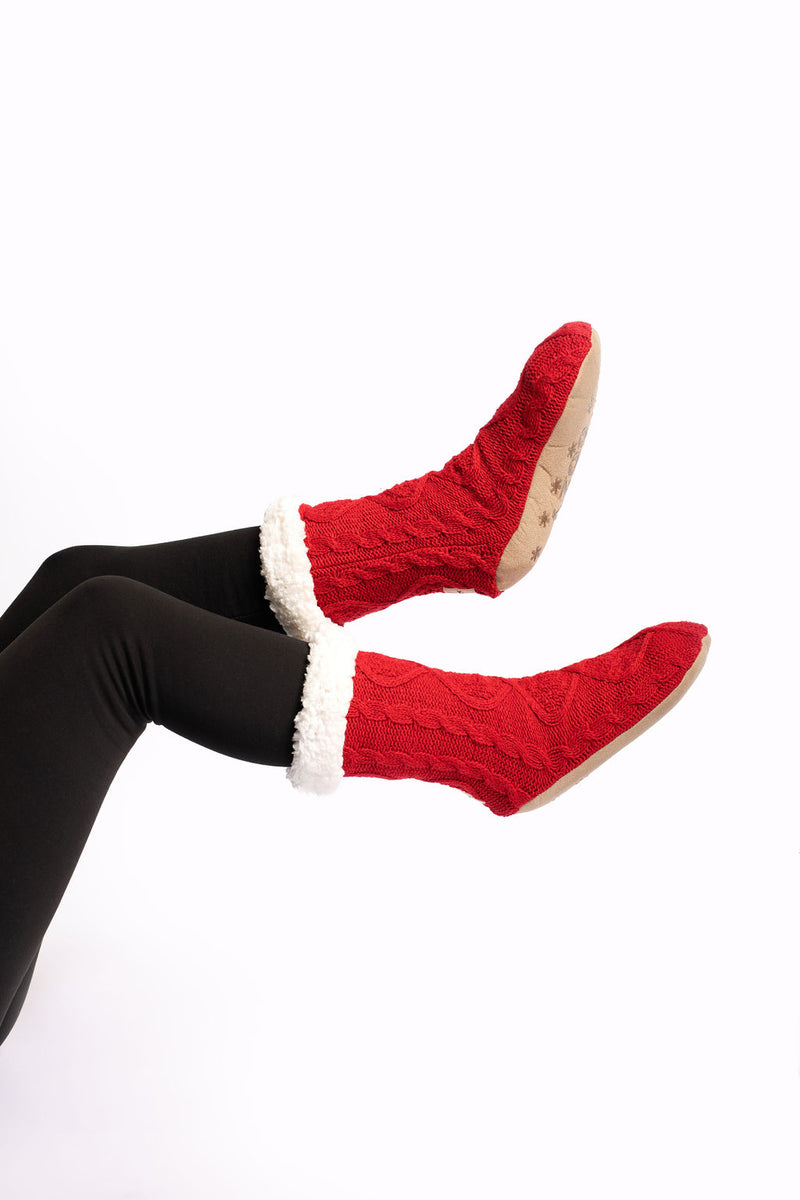 Just Cozy Red - Cozy Slipper Socks. 2