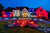 smart color outdoor home lighting on a house in red, white and blue
