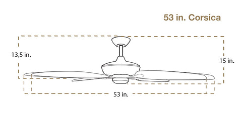 TroposAir Corsica ceiling fan dimensions