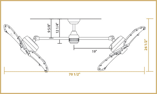 Twin Star III Dimensions 30 inch Blades - Angled Configuration