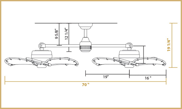 Twin Star III Dimensions 30 inch Blades - Vertical Configuration