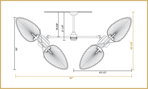 Twin Star III Dimensions 54 inch Blades - Angled Configuration
