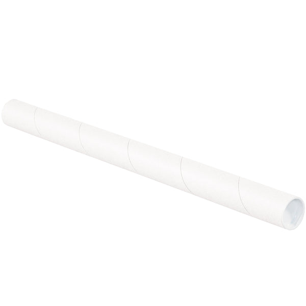 Tubeequeen™ White Mailing Tubes with Caps 3" x 36"  usable length 6 Pack 